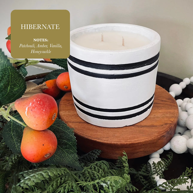 Luxury Small Striped Stone Designer Candle - Hibernate
