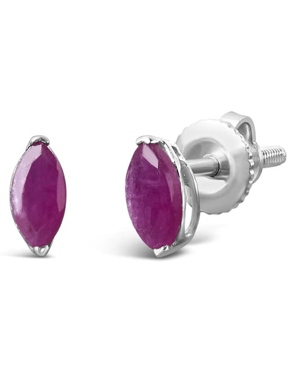 .925 Sterling Silver 1/2 Cttw Created Pink Ruby Gemstone Solitaire Stud Earrings
