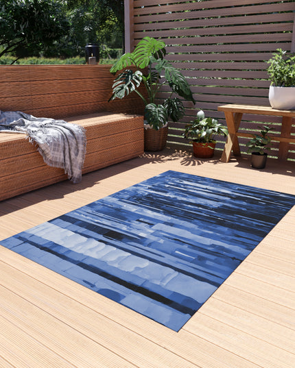 Striped Deep Blue 48" x 72" Outdoor Rug