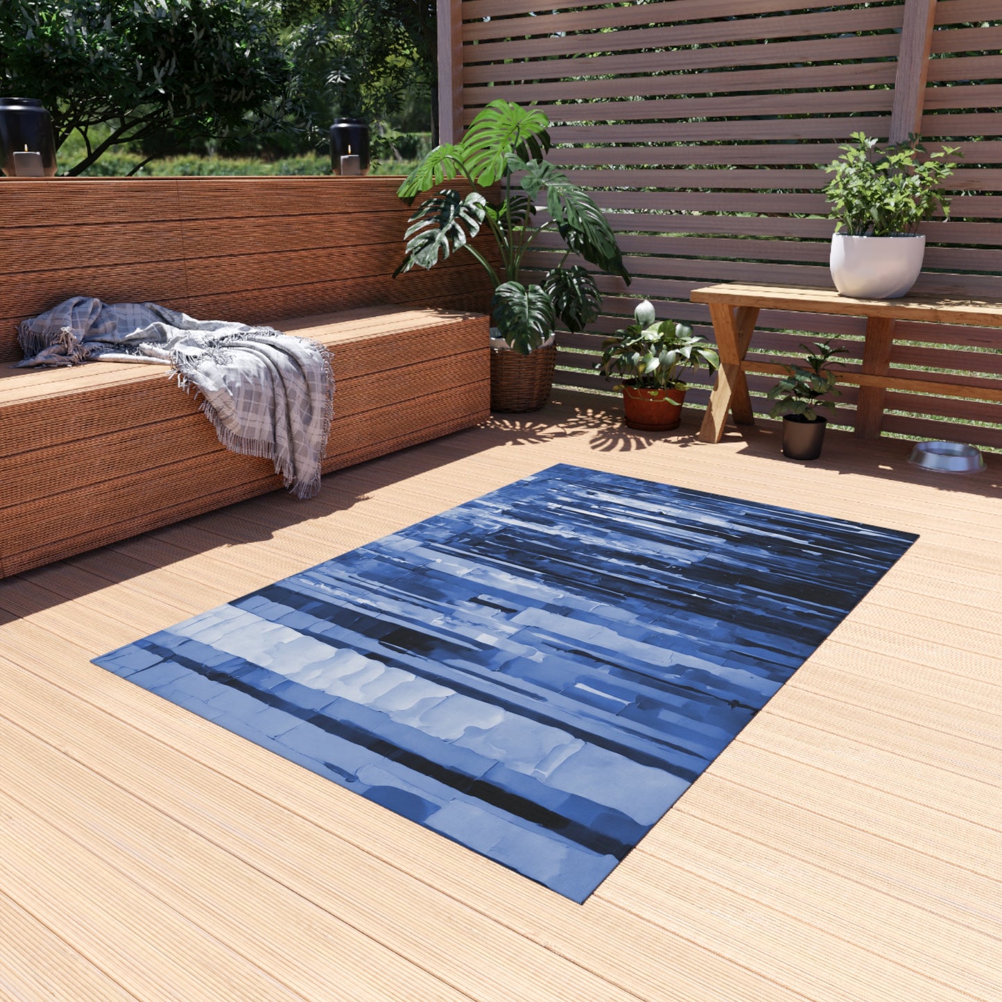 Striped Deep Blue 48" x 72" Outdoor Rug
