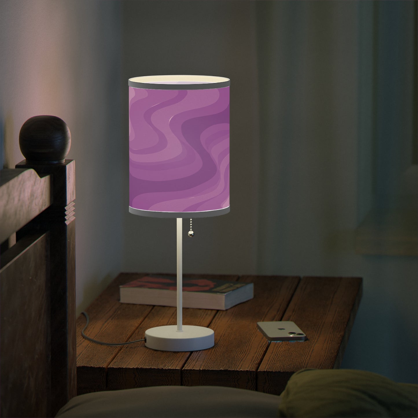 Wavey Purple Wavey Table Lamp on a White or Silver Stand, US|CA plug