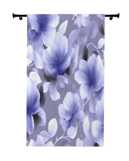 Indigo Blossom Floral Bunch Window Curtain, 50" x  84", blackout
