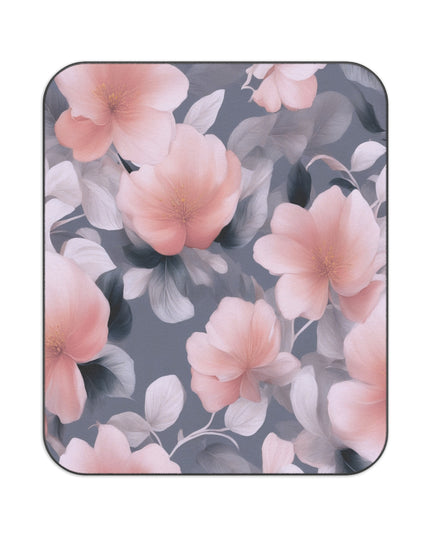 Peach and Blue Gray Floral Bunch 61" × 51" Picnic Blanket