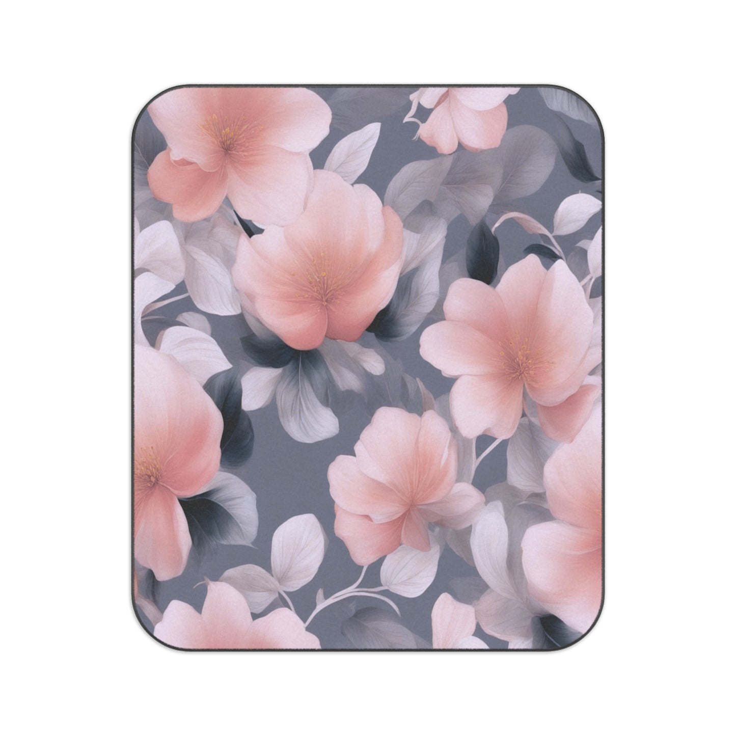 Peach and Blue Gray Floral Bunch 61" × 51" Picnic Blanket