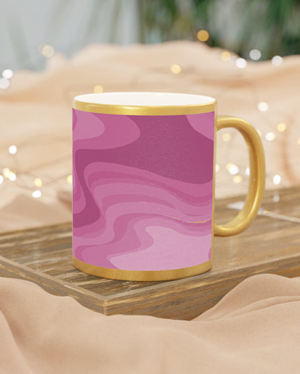 Pinky Mauve Wavey 11 oz Metallic Mug (Silver\Gold)