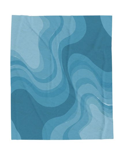 Sky Blue Wavey Velveteen Plush Blanket, 50" x 60"