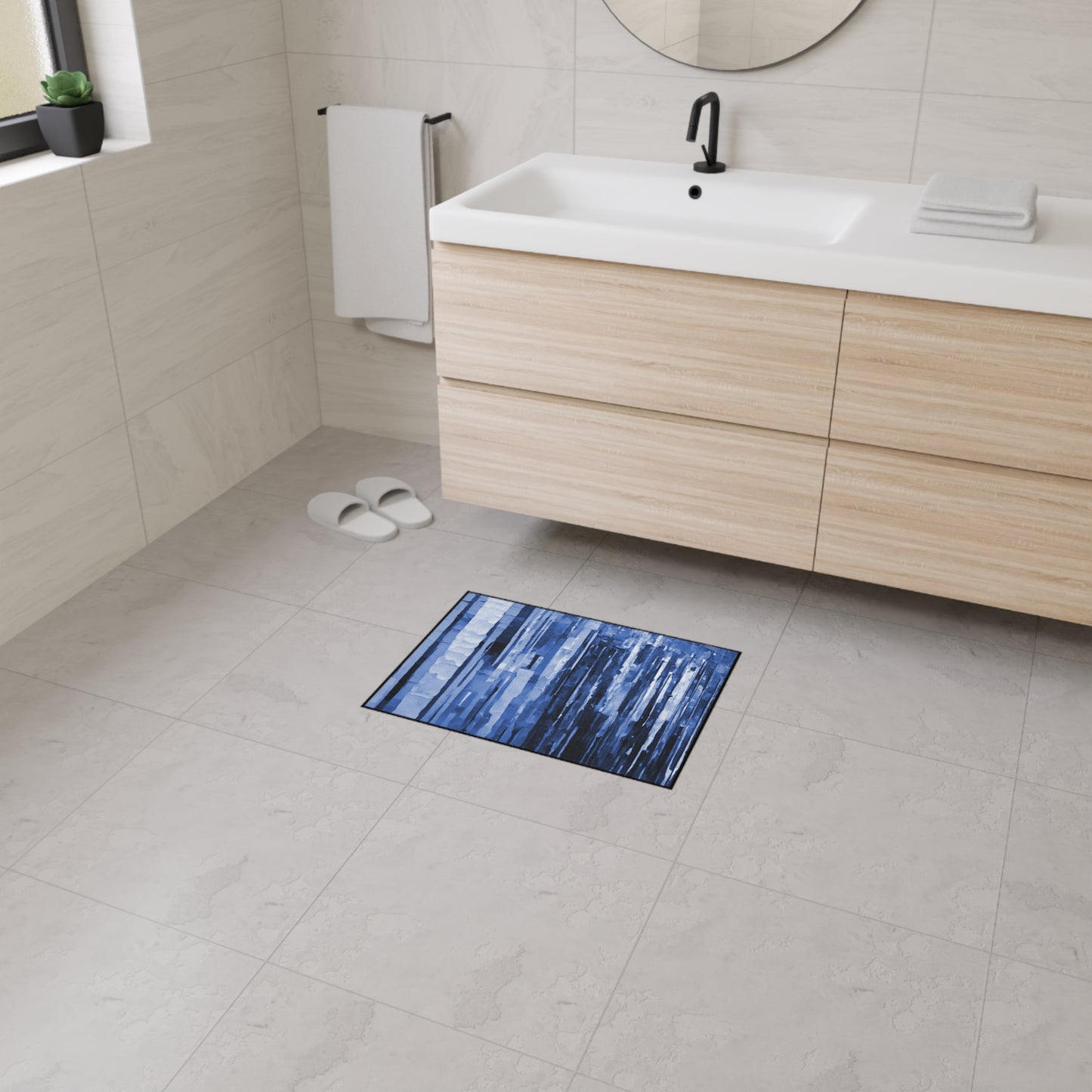 Striped Deep Blue 18" x 24" Heavy Duty Floor Mat