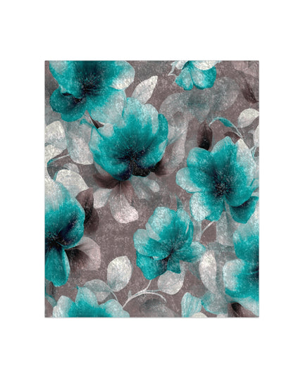 Tif Green Gray Floral Bunch Crushed Velvet Blanket, 50" x 60"