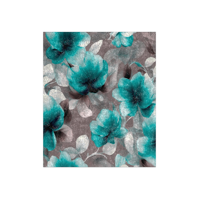 Tif Green Gray Floral Bunch Crushed Velvet Blanket, 50" x 60"