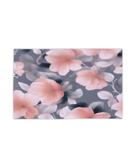 Peach and Blue Gray Floral Bunch Beach Towel, 18" x 27"