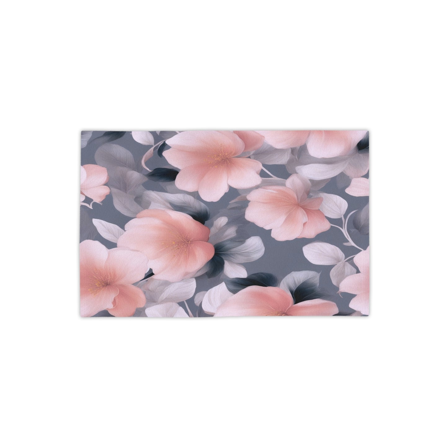 Peach and Blue Gray Floral Bunch Beach Towel, 18" x 27"