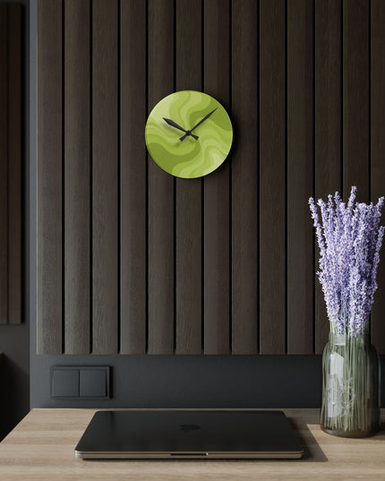 Lemon Wavey 8" x 8" Round Acrylic Wall Clock