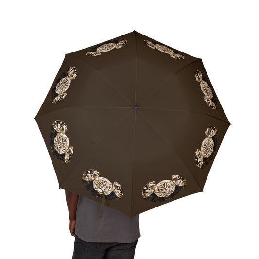 Stylish Chocolate Tri-Diamonds Foldable Umbrella - Compact & Chic