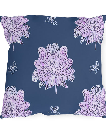 Purple White Floral Butterflies 18" x 18" Outdoor Pillow