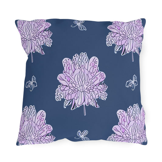 Purple White Floral Butterflies 18" x 18" Outdoor Pillow