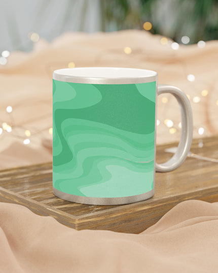 Mint Green Wavey 11 oz Metallic Mug (Silver\Gold)
