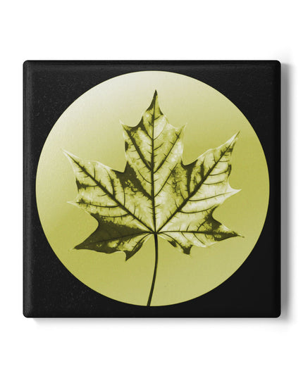 Lemongrass Maple Leaf 4" x 4" Square Ceramic Coaster