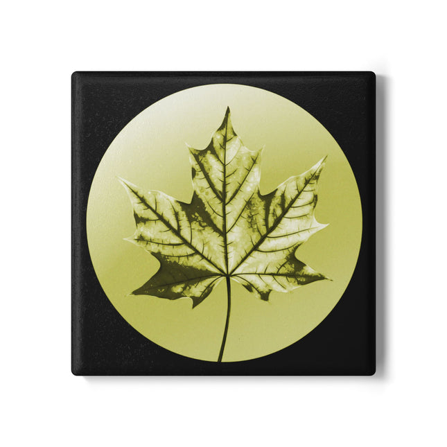 Lemongrass Maple Leaf 4" x 4" Square Ceramic Coaster