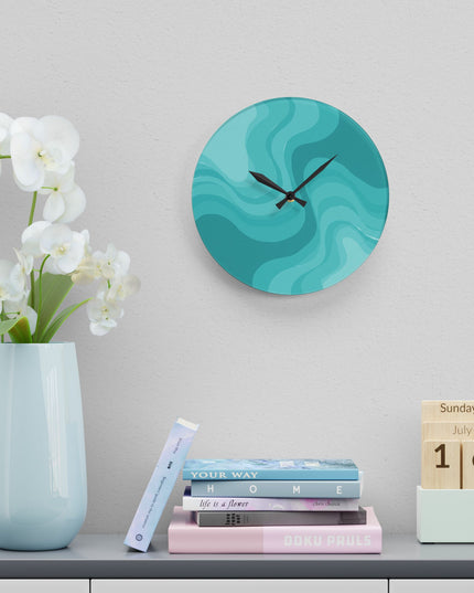 Tif Green Wavey 10.75" x 10.75" Round or Square Acrylic Wall Clock