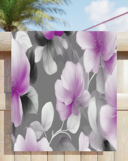 Purple Blossom Floral Bunch Beach Towel, 30" x 60"