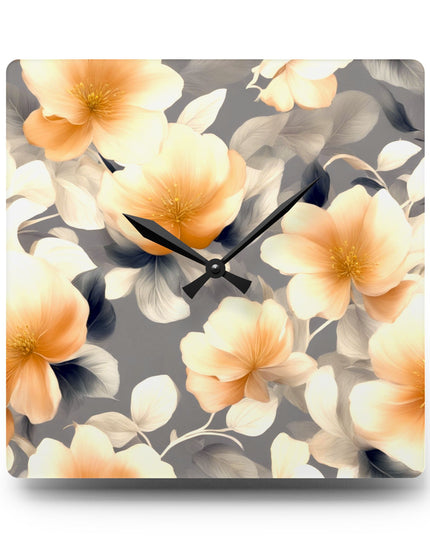 Soft Blossom Floral Bunch Acrylic Wall Clock, Round or Square, 10.75" x 10.75"
