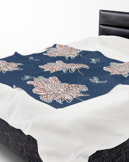 Rose White Floral Butterflies Velveteen Plush Blanket, 50" x 60"