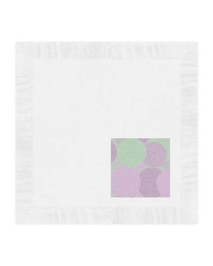 Pastel Lavender Purple and Soft Green Patches White Coined Napkins, 4.8" x 4.8"