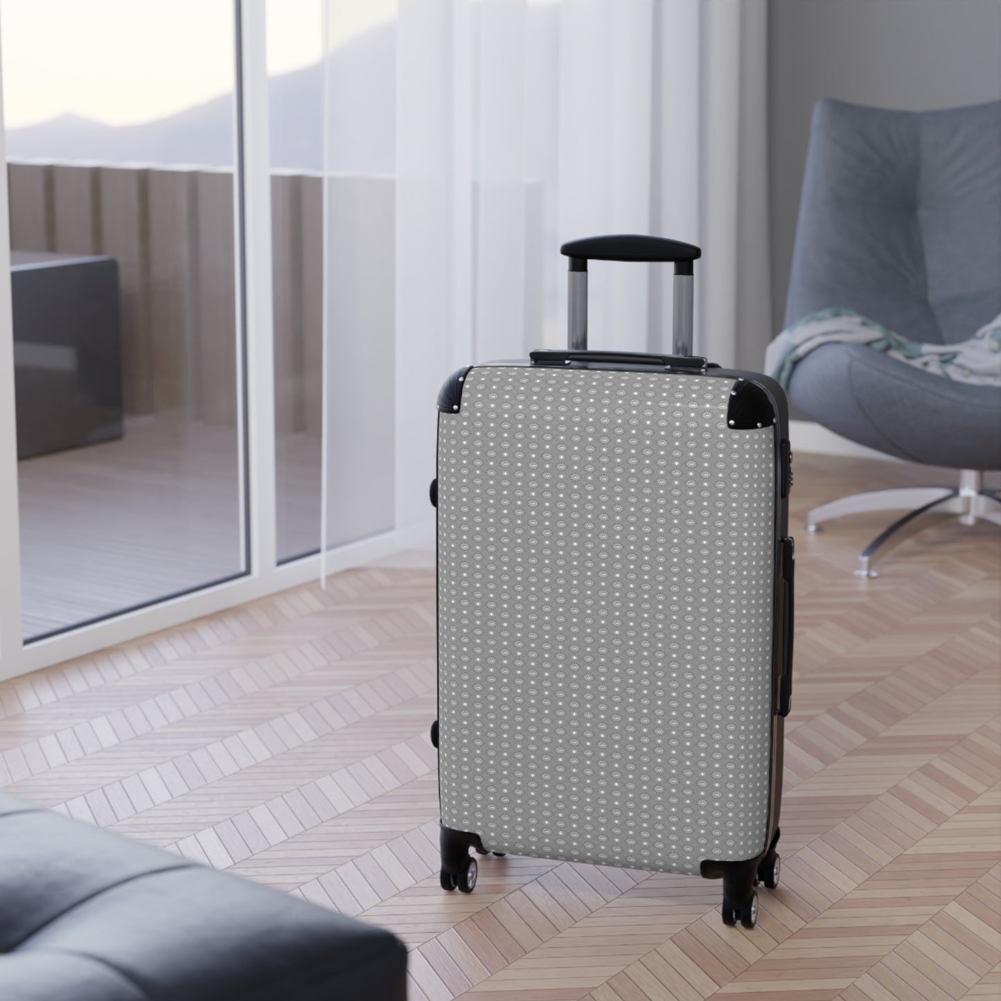 Desaturated Star-crossed Bodies Medium Suitcase with built in lock, 4 double-wheels, telescopic handle, and ABS back hard-shell