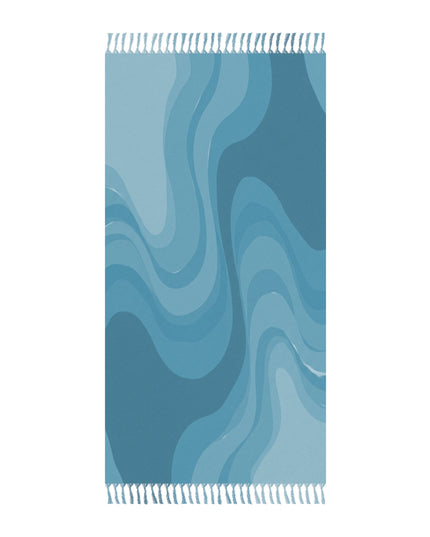 Sky Blue Wavey 38" × 81" Boho Beach Cloth