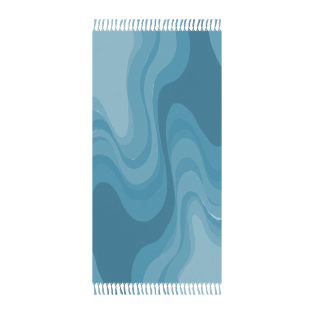 Sky Blue Wavey 38" × 81" Boho Beach Cloth