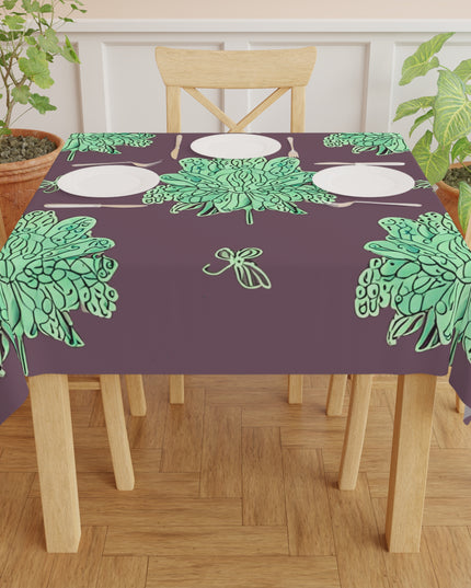 Mint Green Floral Butterflies Tablecloth, 55" x 55"
