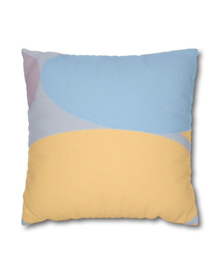 Pastel Baby Blue and Peach Patches Spun Polyester Square Pillowcase, 14" x 14"
