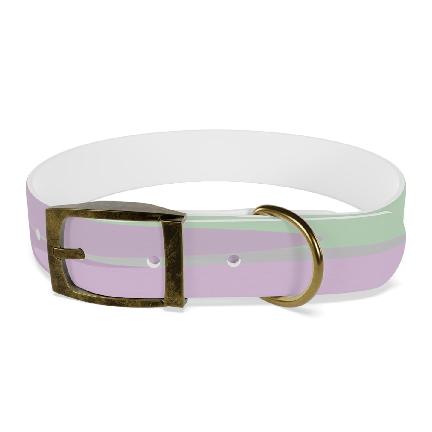 Pastel Lavender Purple and Soft Green Patches Medium Dog Collar