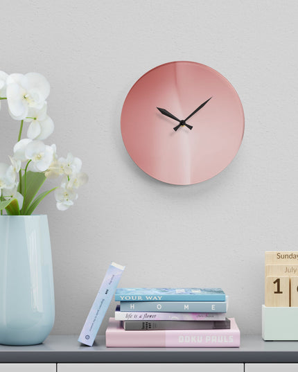 Rose Red Fade Acrylic Wall Clock, Round or Square, 10.75" x 10.75"