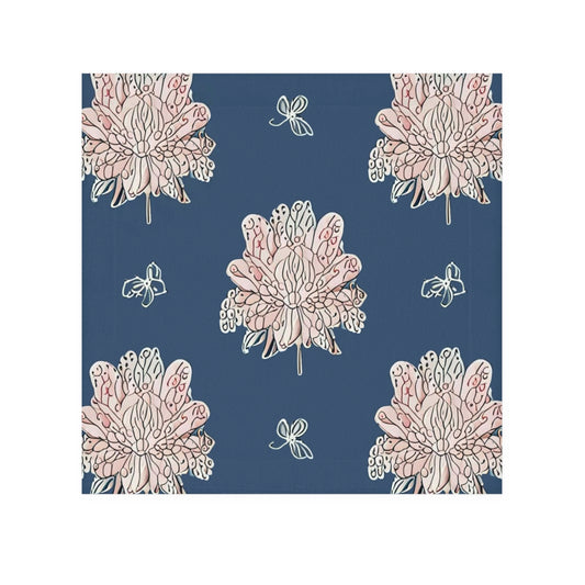 Rose White Floral Butterflies Face Towel, 13" x 13"