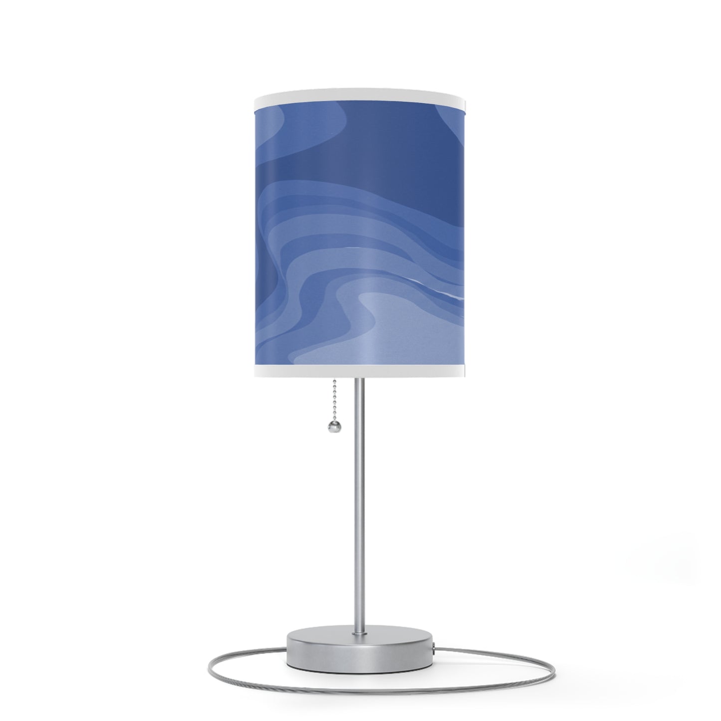 Deep Blue Wavey Table Lamp on a White or Silver Stand, US|CA plug