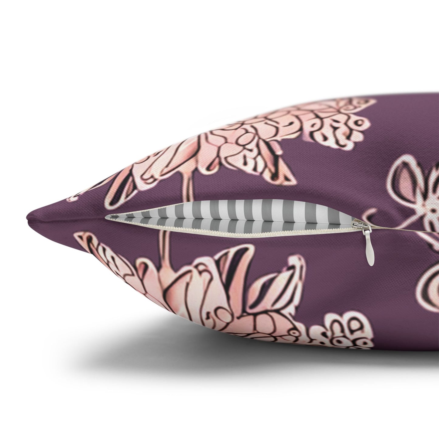 Pink Floral Butterflies Spun Polyester Square Pillowcase, 14" x 14"