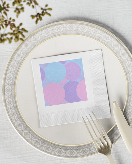 Pastel Purple and Mauve Patches White Coined Napkins, 4.8" x 4.8"