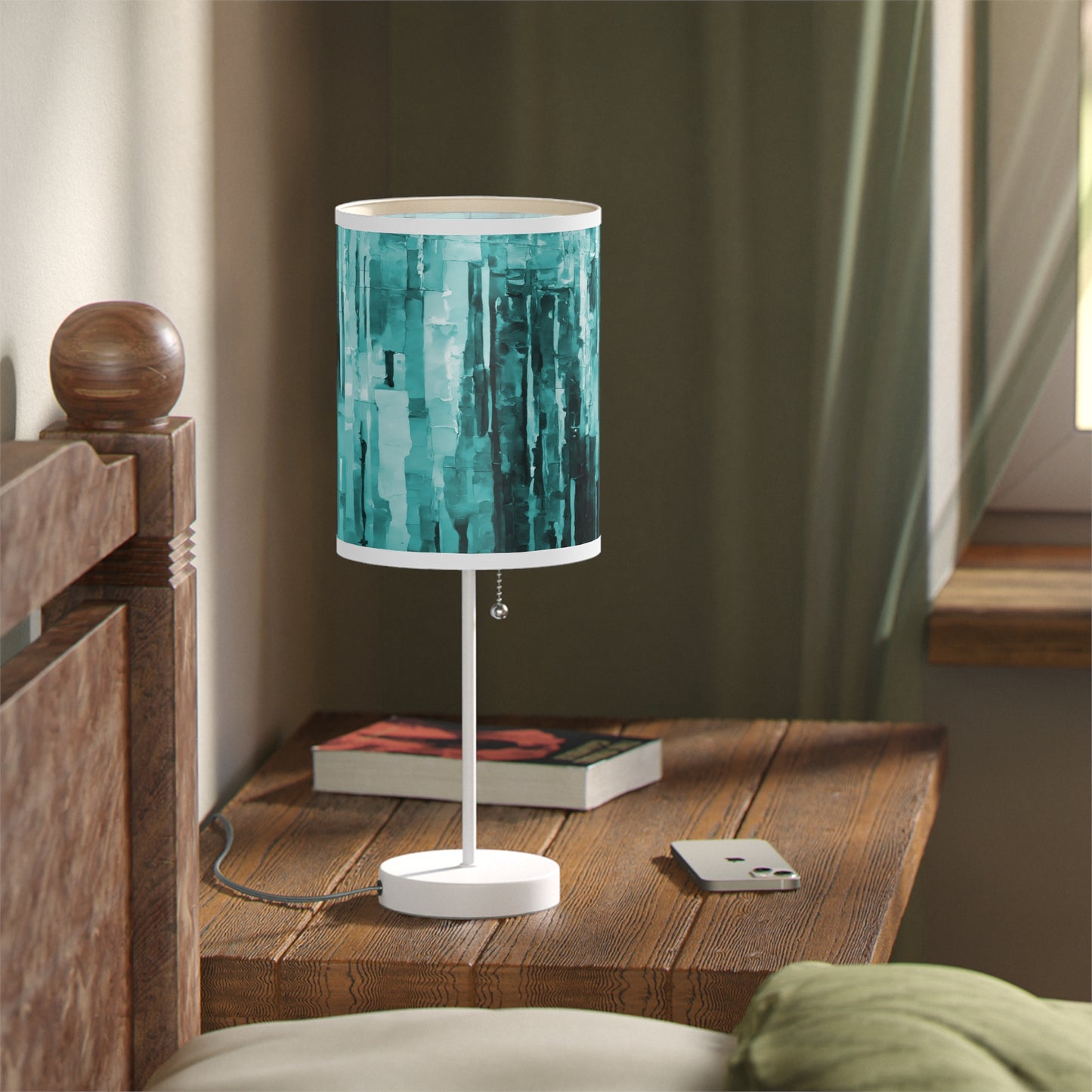 Striped Tif Table Lamp on a White or Silver Stand, US|CA plug