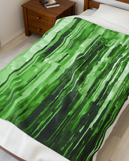 Striped Mint Pastel Velveteen Plush Blanket, 50" x 60"