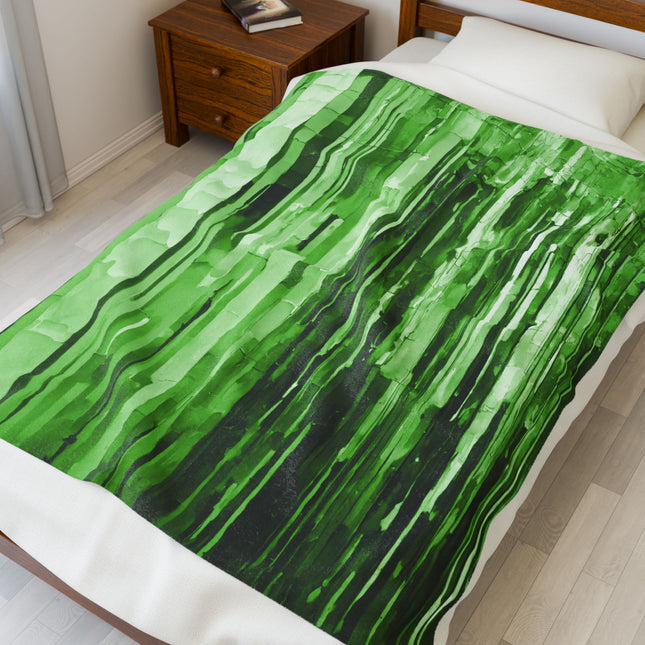 Striped Mint Pastel Velveteen Plush Blanket, 50" x 60"