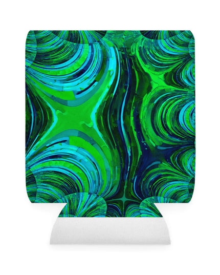 Uzi Spiral Blue Green 12 oz Can Cooler Sleeve