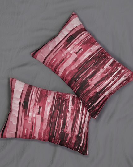 Striped Ruby Spun Polyester Lumbar Pillow, 20" x 14"