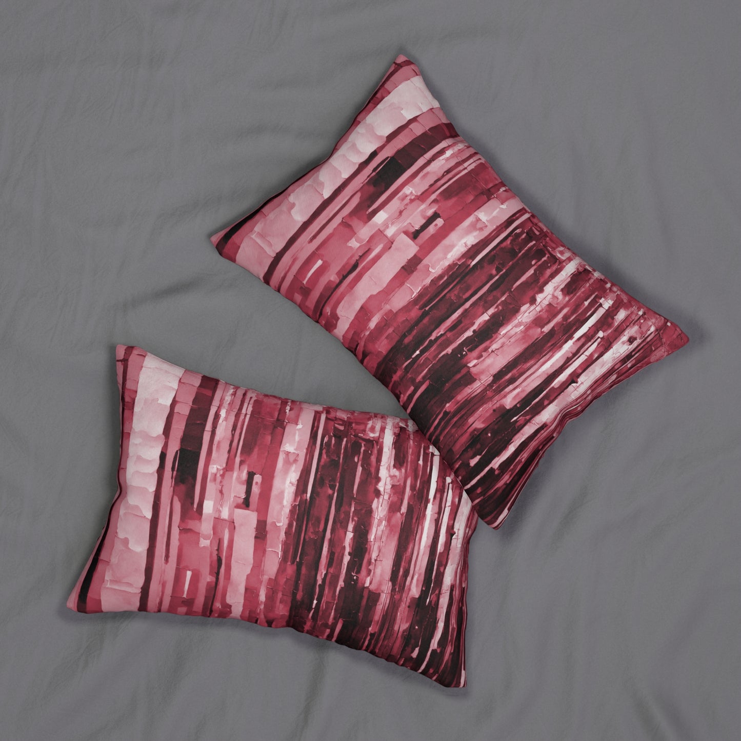 Striped Ruby Spun Polyester Lumbar Pillow, 20" x 14"