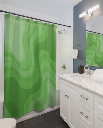Greenie Meanie Wavey Shower Curtains, 71" x 74"