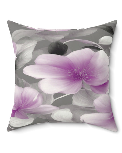 Purple Blossom Floral Bunch Faux Suede Square Pillow, 20" x 20"