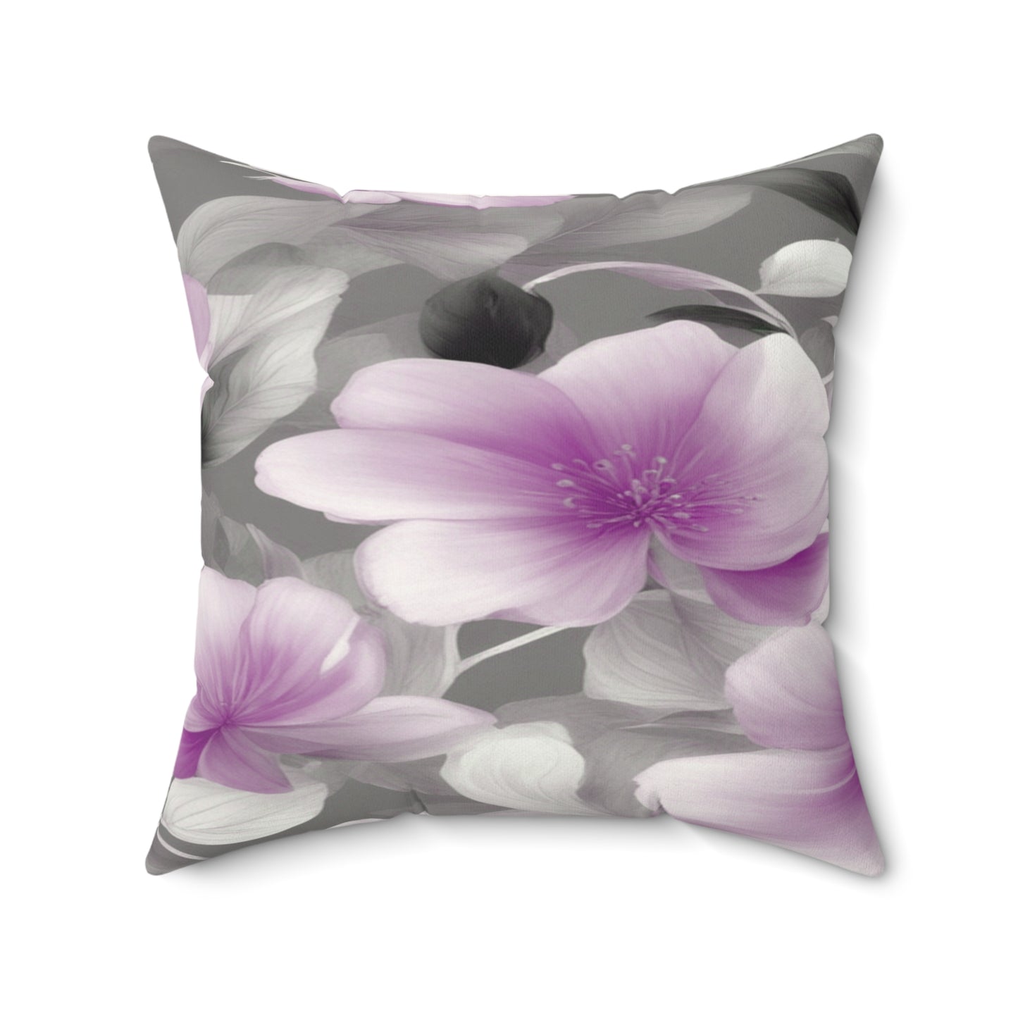 Purple Blossom Floral Bunch Faux Suede Square Pillow, 20" x 20"