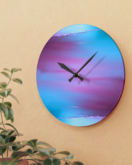 Wine Sea Blue Fog Acrylic Wall Clock, Round or Square, 10.75" x 10.75"