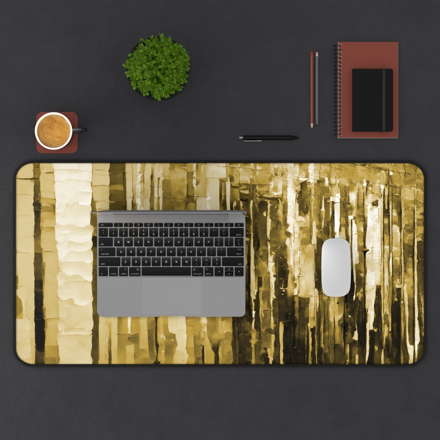 Striped Light Brown 16" x 32" Desk Mat