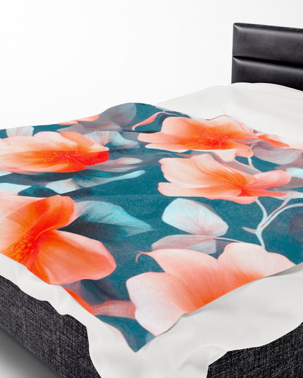 Orange Blossom Floral Bunch Velveteen Plush Blanket, 60" x 80"